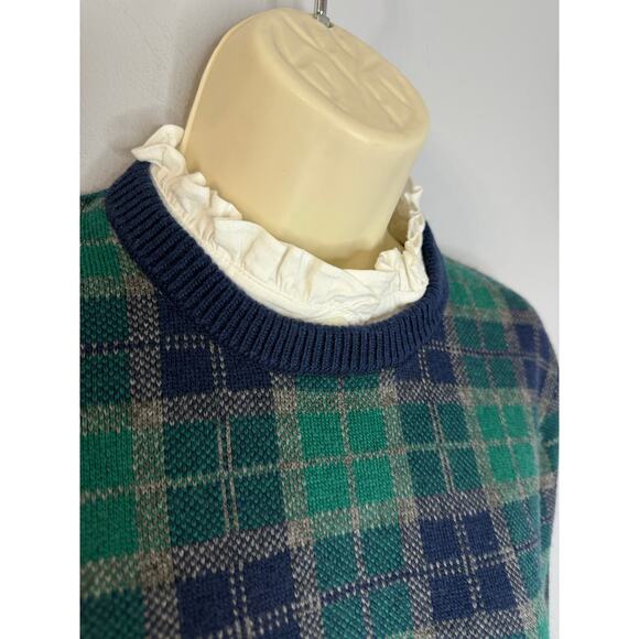 Brooks Brothers Sweater Women's M Green Blue Tartan Plaid Removable Collar - Picture 7 of 15